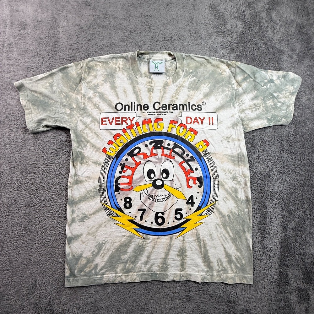 Online Ceramics Waiting For A Miracle Every Day Time Clock Grateful Dead Shirt L